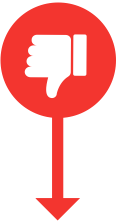 Thumb down with arrow icon