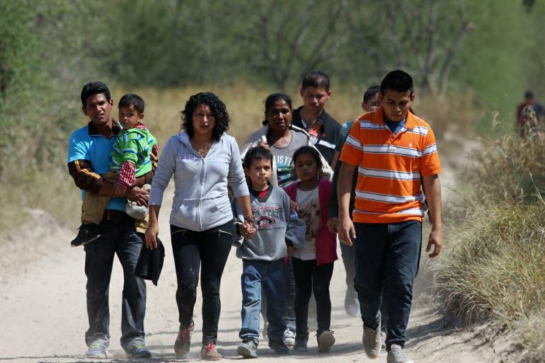 Migrants walking